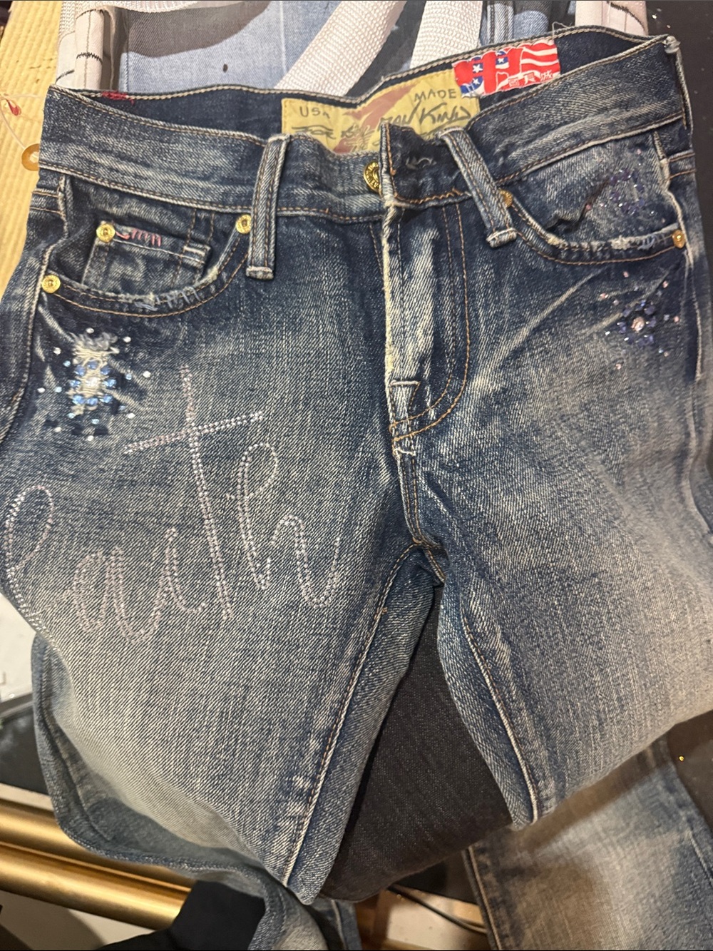 7 For All Mankind Women's Skinny Jeans - Washed Blue Denim custom faith jeans